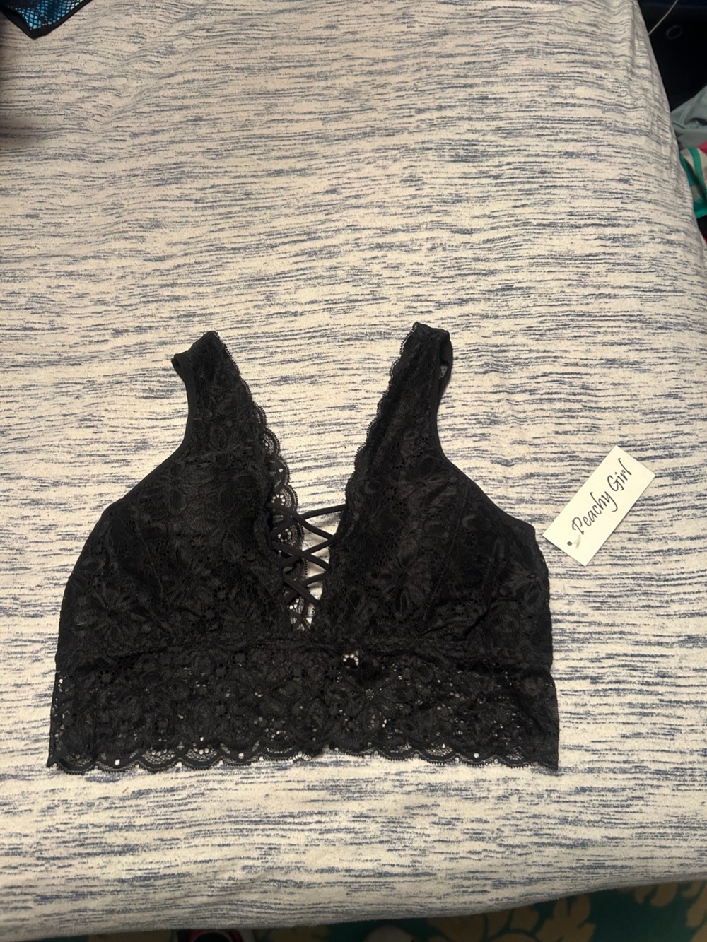 Black Lace Bralette with Crisscross Front